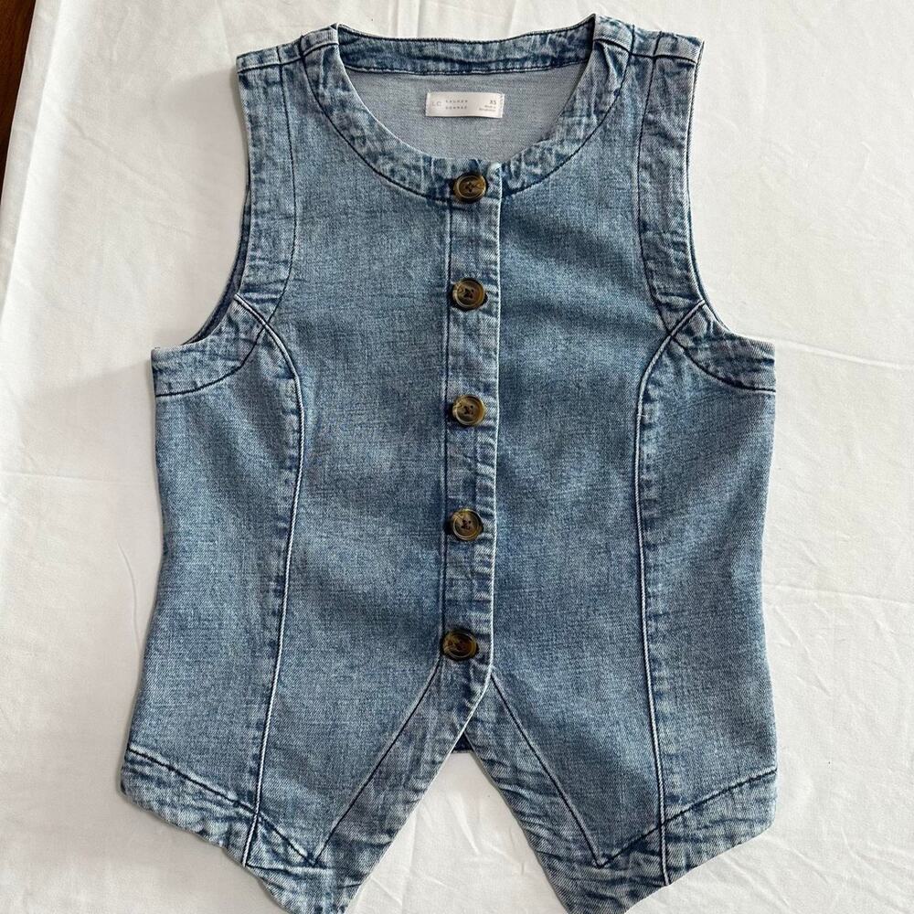 Madewell tailored denim scoopneck cutaway